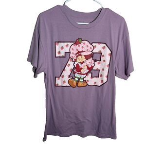 Strawberry Shortcake T-Shirt Women's Large Purple Graphic Tee Short Sleeve